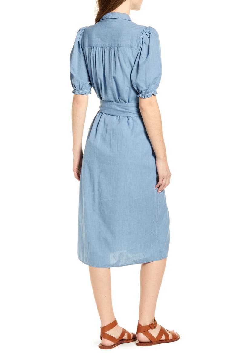 Camille Engineer Stripe Shirtdress, Alternate, color, LIGHT WASH