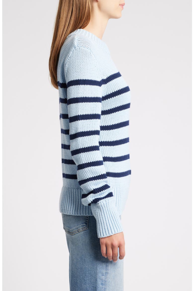 Alise Stripe Cotton Crewneck Sweater, Alternate, color, SKY NAVY STRIPE