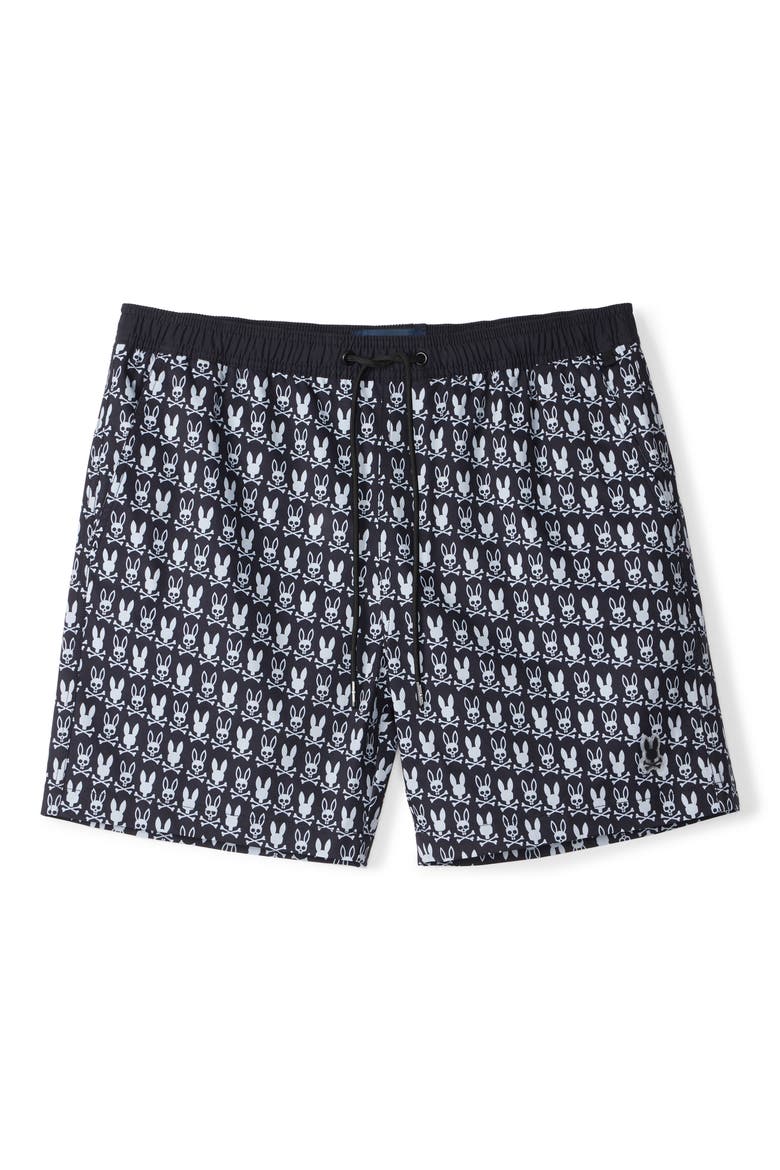 Tilden Print Swim Trunks, Alternate, color, BLACK