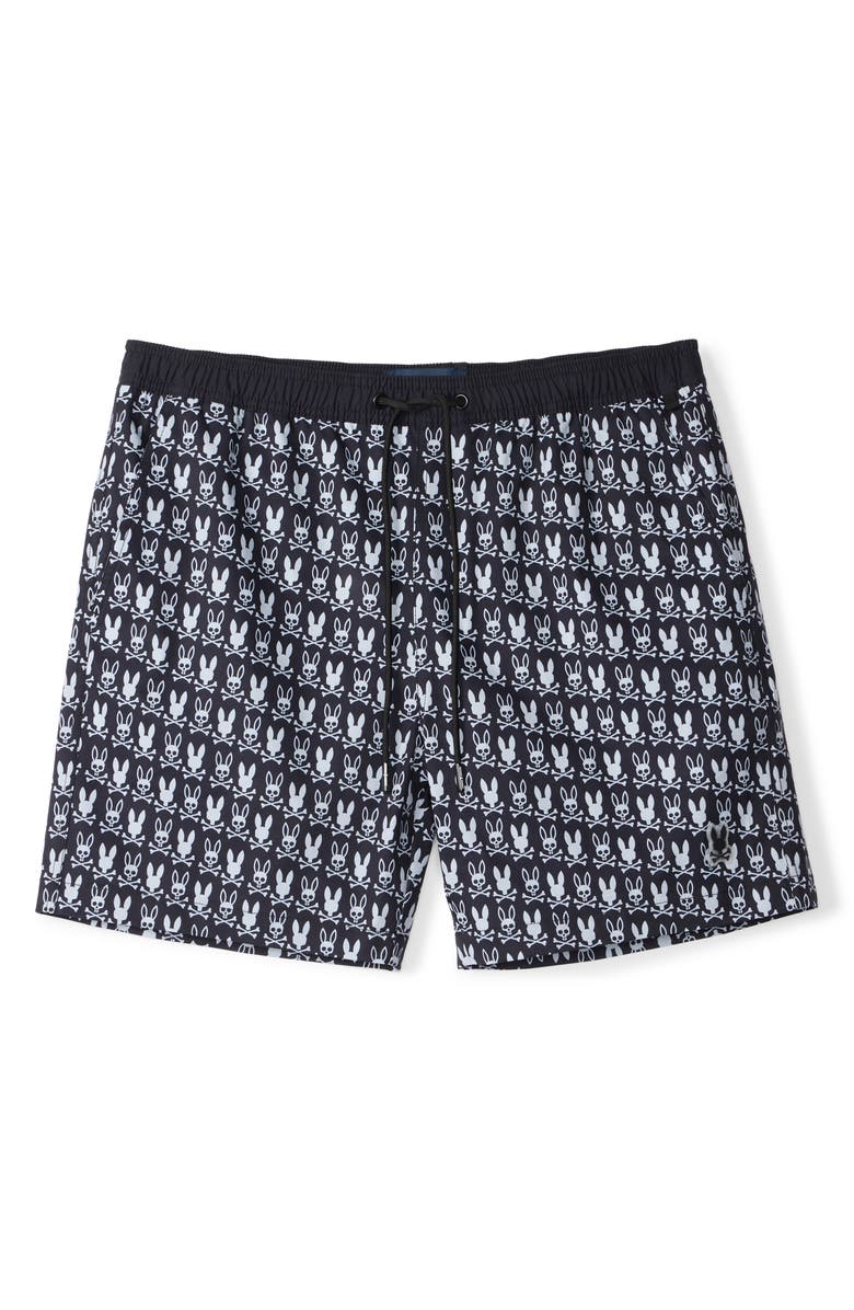 Psycho Bunny Tilden Print Swim Trunks, Alternate, color, 
