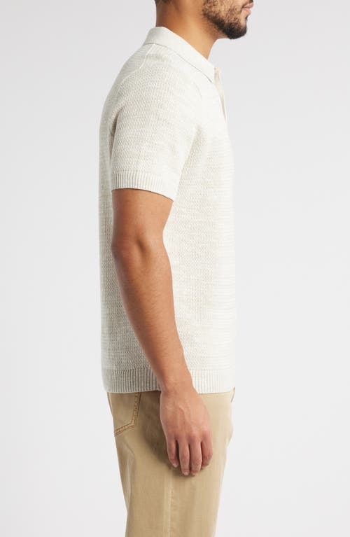 Treasure & Bond Textured Linen & Cotton Polo Sweater In Ivory Egret- Beige