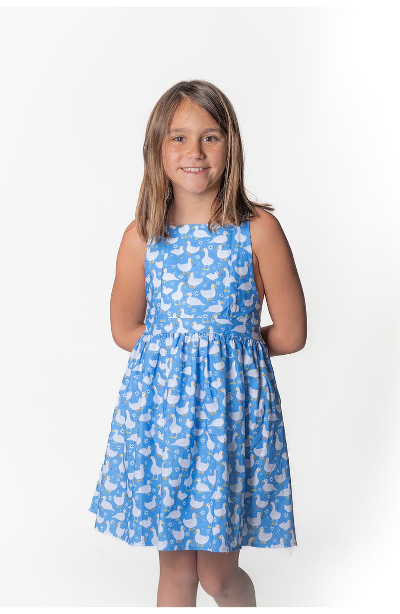 WORTHY THREADS Girls Tie Back Dress, Alternate, color, Blue Ducks