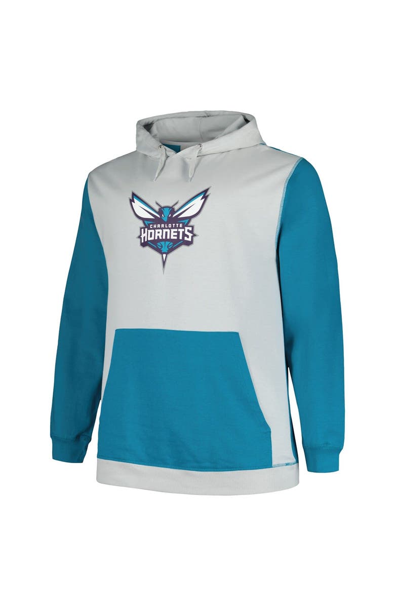 FANATICS Men's Fanatics Branded Teal/Silver New Orleans Hornets Big & Tall Primary Arctic Pullover Hoodie, Alternate, color, Teal