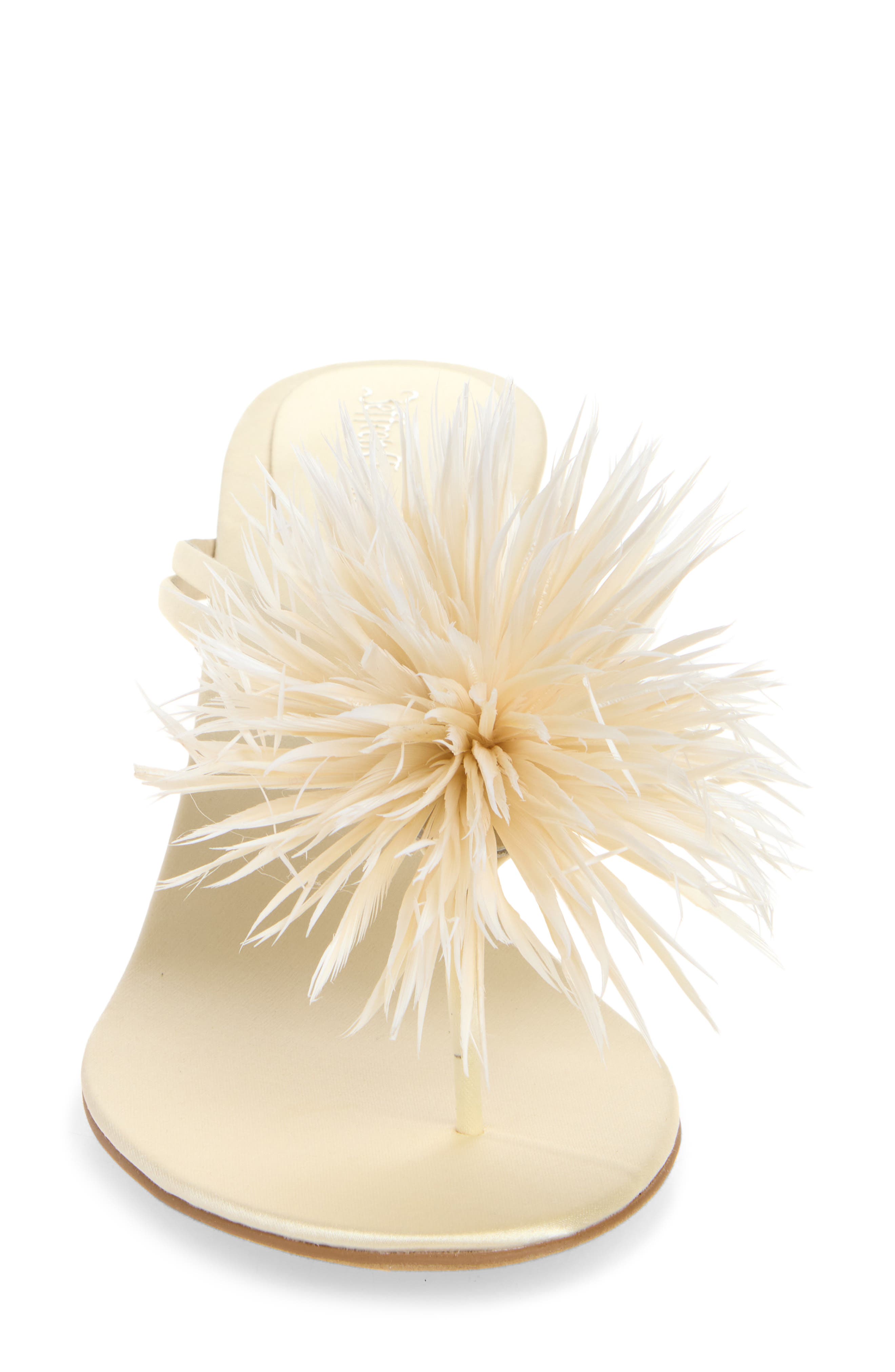 Firework Feather Sandal, Alternate, color, BEIGE SATIN