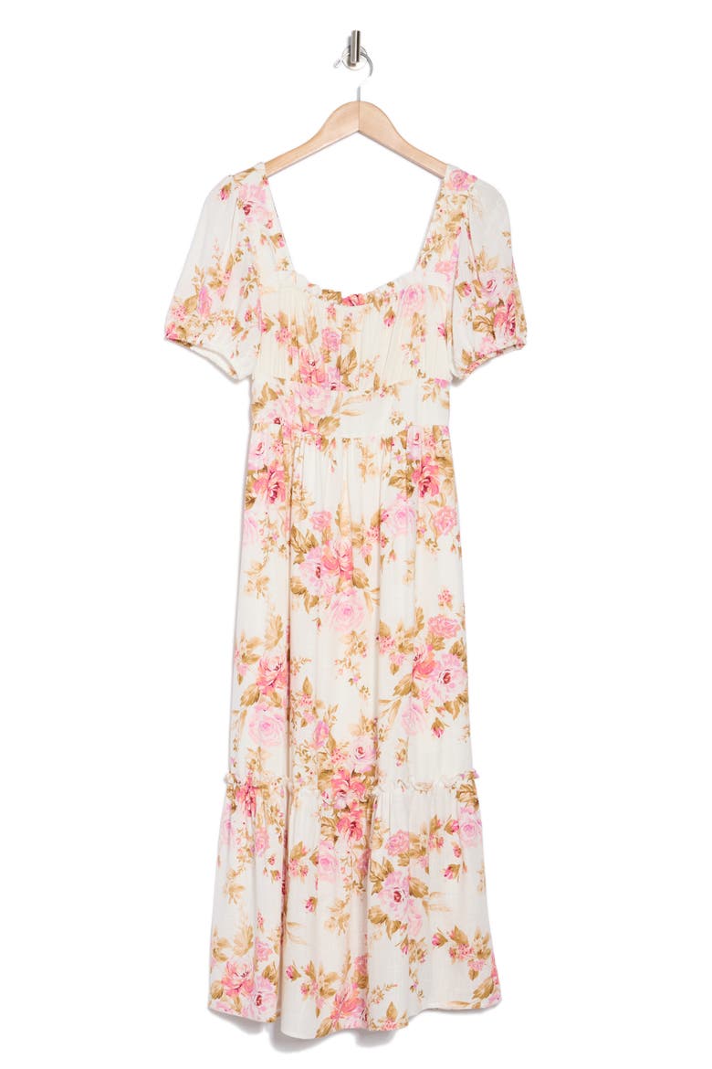 Floral Midi Dress, Alternate, color, PINK MULTI