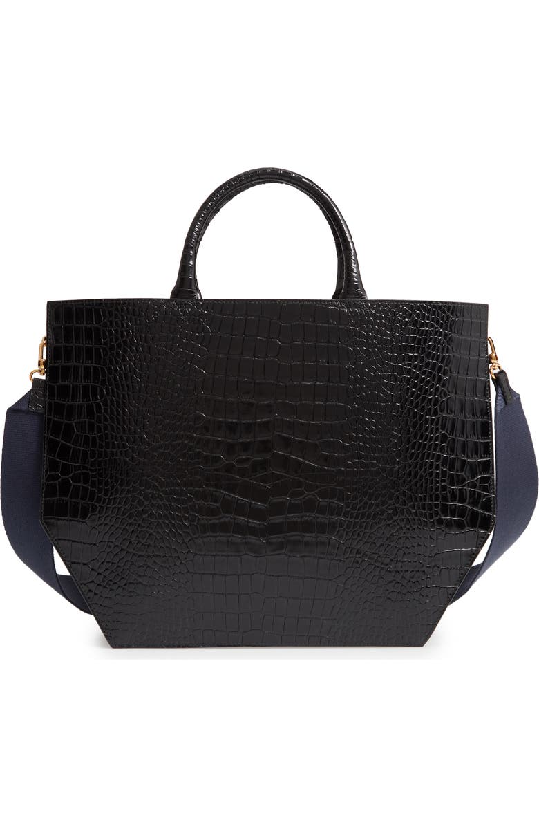 TRADEMARK Collapsing Croc Embossed Calfskin Leather Tote, Main, color,