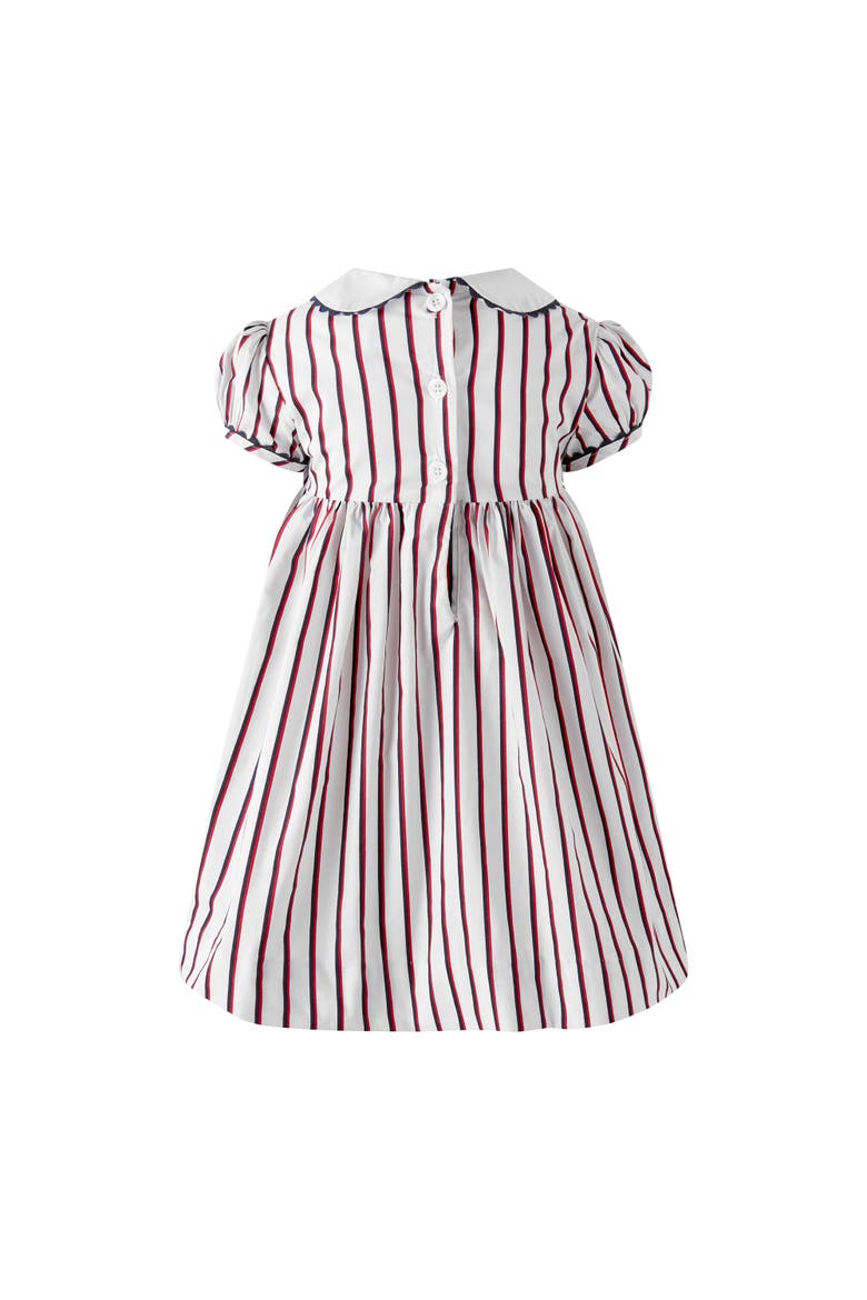 Sailboat Smocked Stripe Dress and Bloomers, Alternate, color, Ivory