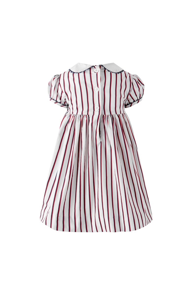 Rachel Riley Sailboat Smocked Stripe Dress and Bloomers, Alternate, color, Ivory