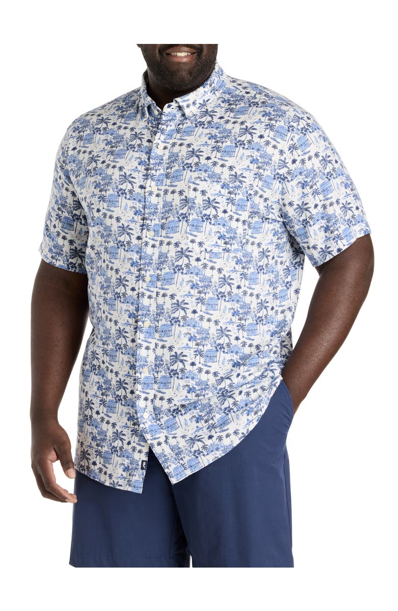 vineyard vines Big & Tall Gasparilla Icons Linen-Blend Sport Shirt, Main, color, Nautical Navy