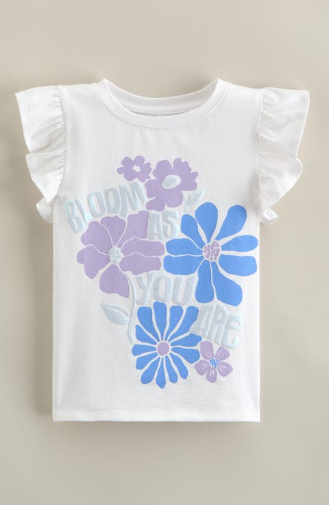 Kids' Flutter Sleeve Cotton Graphic T-Shirt (Toddler, Little Kid & Big Kid)