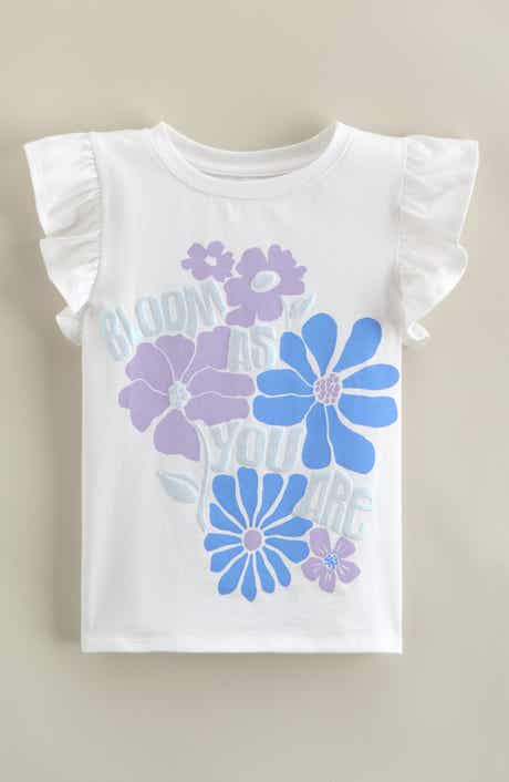 Kids' Flutter Sleeve Cotton Graphic T-Shirt