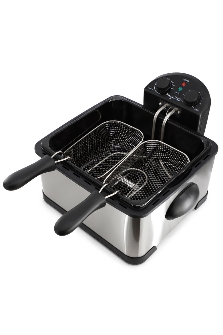 4.23 Quart Stainless Steel Electric Deep Fryer with Timer, Alternate, color, Grey