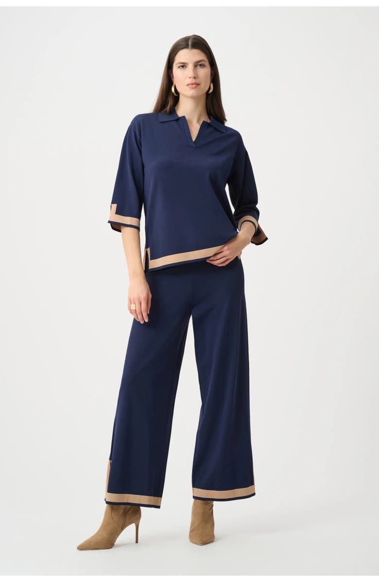 Joseph Ribkoff Sweater Knit Color Block Top, Alternate, color, Indigo/Camel