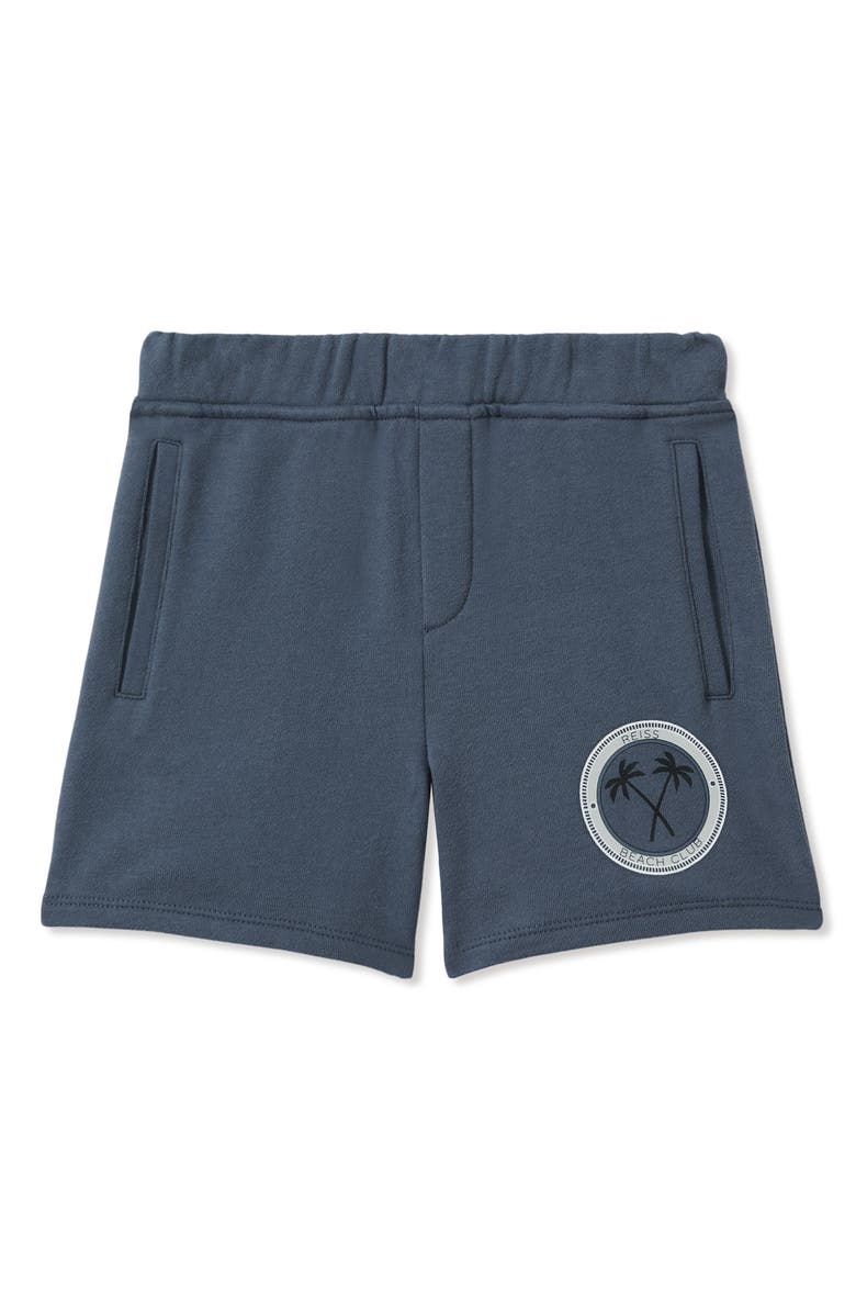 Reiss Kids' Ridley Jr. Cotton Graphic Sweat Shorts, Main, color, Air Force Blue