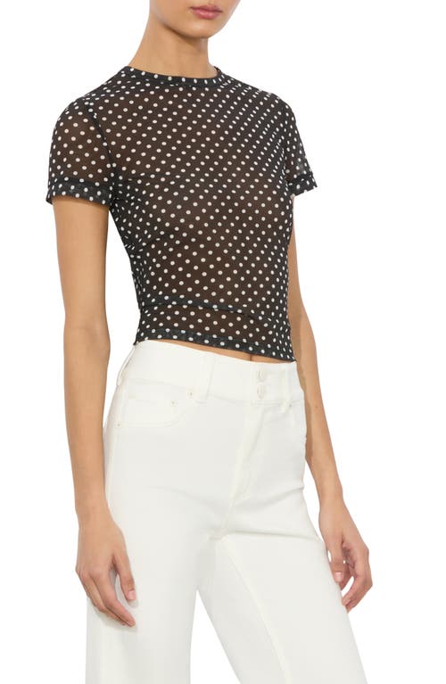Alice And Olivia Tess Crewneck Tee In Black With White Dots