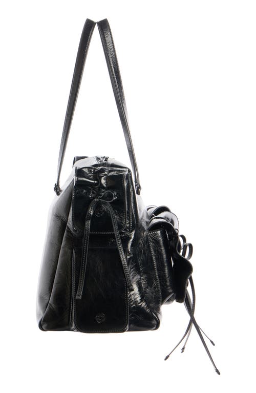 Acne Studios Multipocket Crinkled Leather Tote In Black