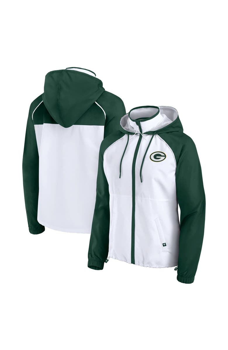 FANATICS Women's Fanatics White Green Bay Packers Full-Zip Anorak Hoodie Jacket, Alternate, color, 