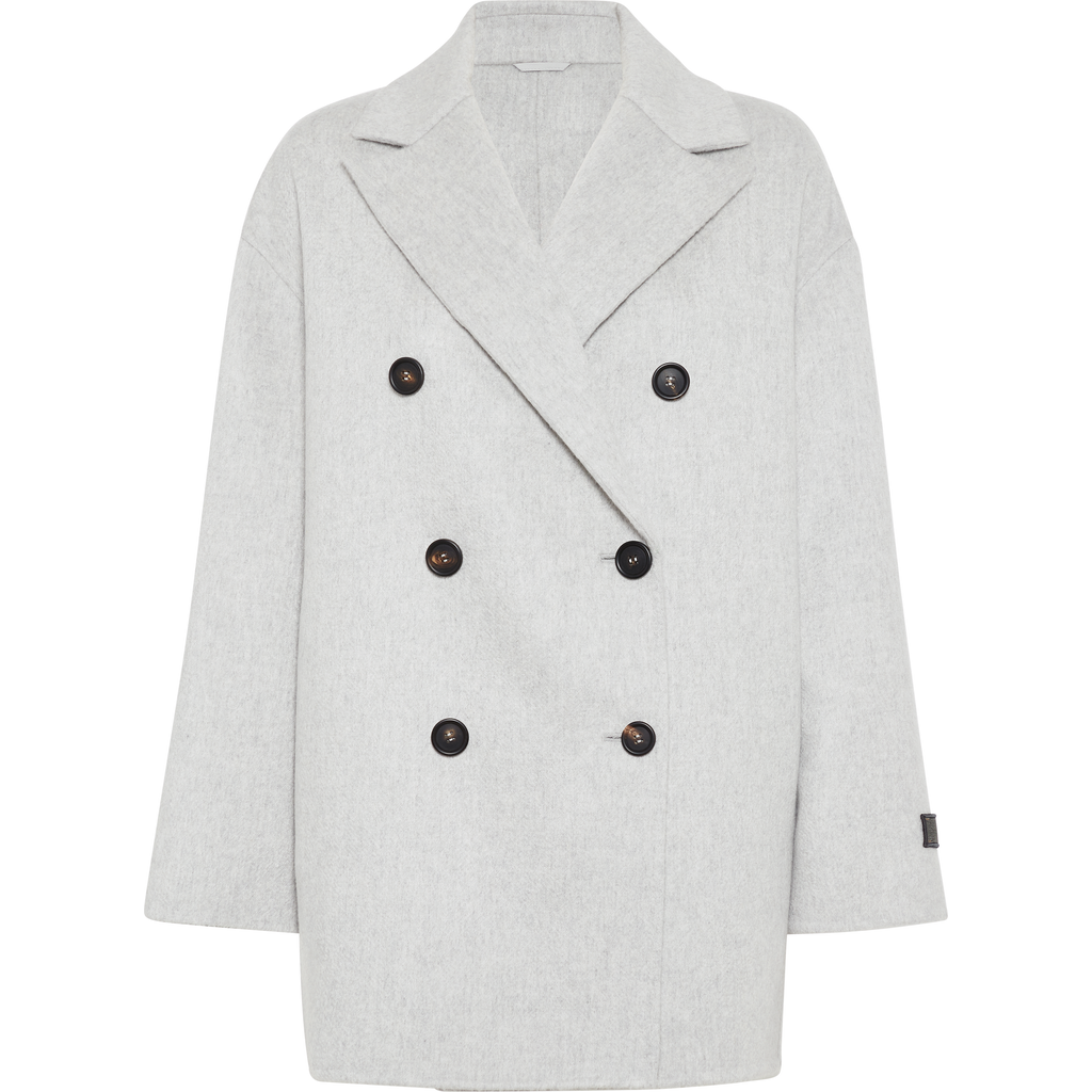 Brunello Cucinelli Hand-finished Caban Jacket In Light Grey