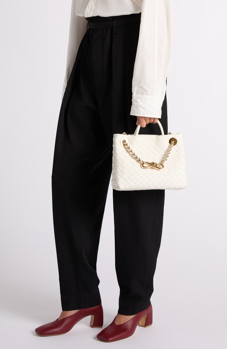 Bottega Veneta Small Andiamo Chain Leather Shoulder Bag, Alternate, color, 9537 Alabaster-Muse Brass