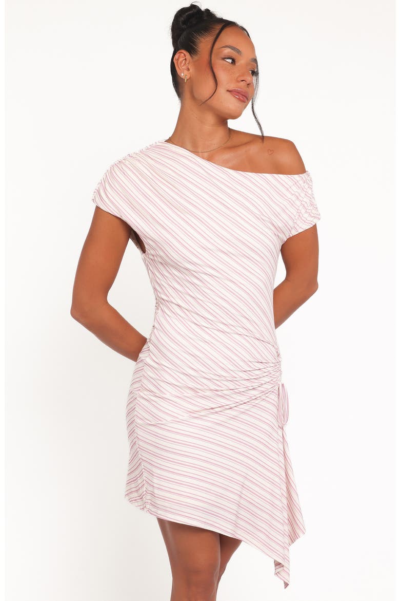 Rois Stripe Asymmetric Minidress, Alternate, color, PINK STRIPE