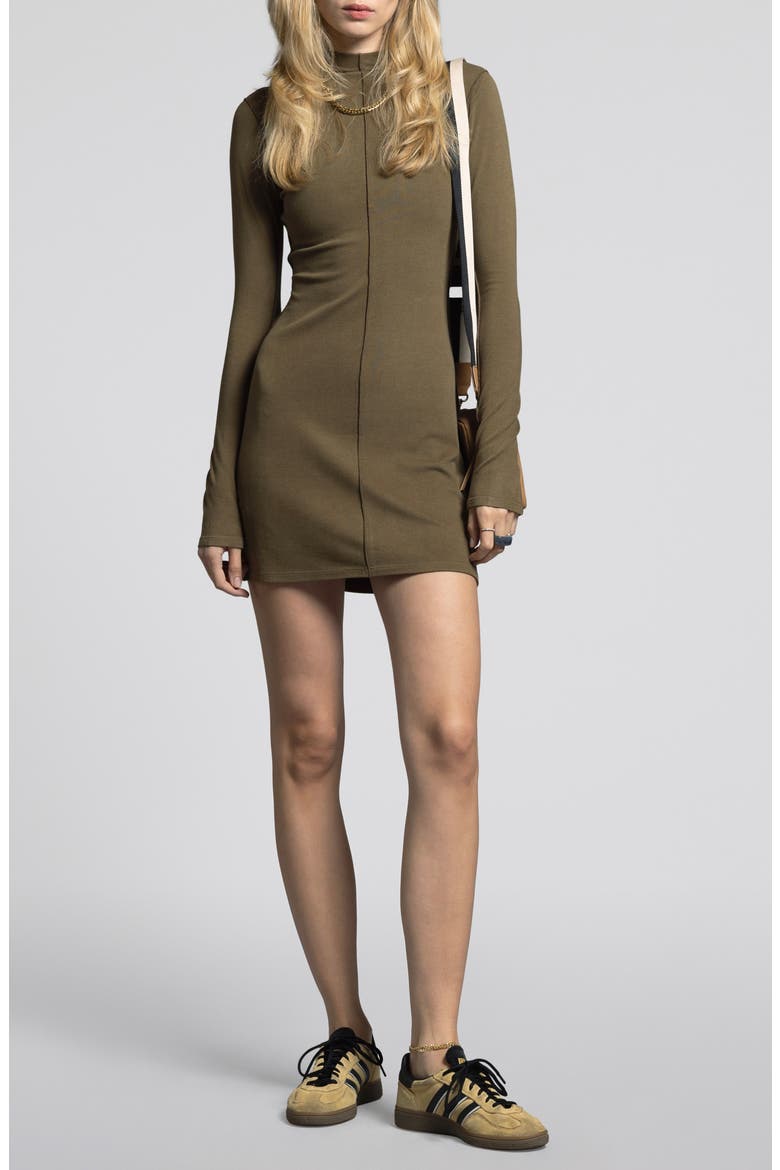 Marisol Long Sleeve Jersey Minidress, Main, color, DARK OREGANO