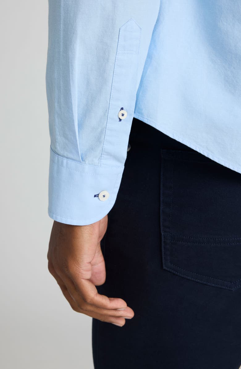 UNTUCKit Sutherland Regular Fit Solid Summerweight Cotton & Linen Button-Up Shirt, Alternate, color, Light Blue
