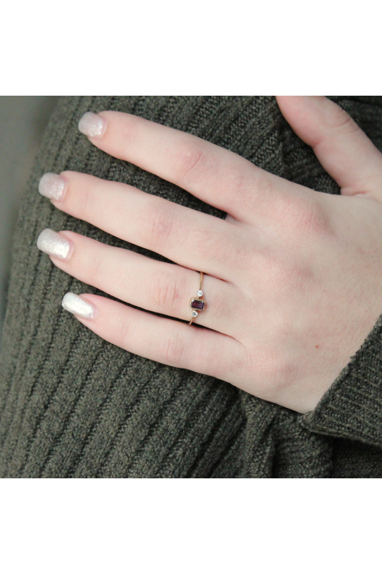 Emerald Cut Alexandrite & Diamond Birthstone Ring in 14K Gold, Alternate, color, Yellow Gold