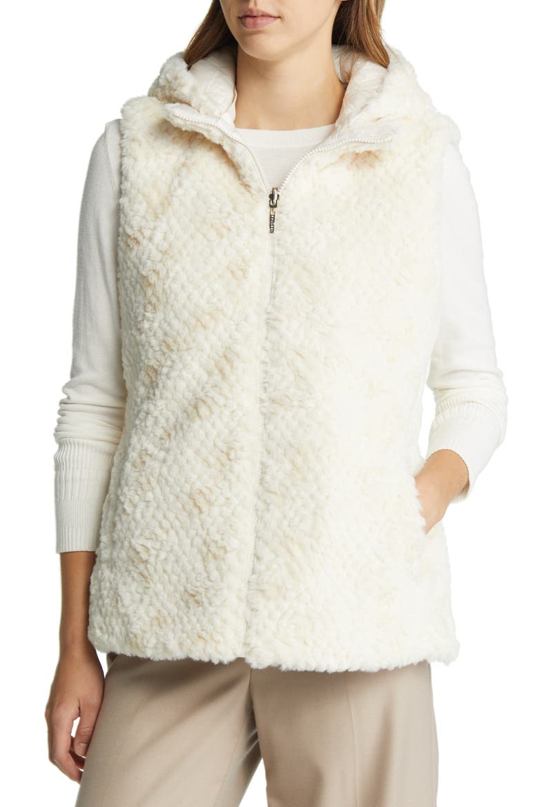 Reversible Water Resistant Vest with Removable Hood, Alternate, color, CREAM
