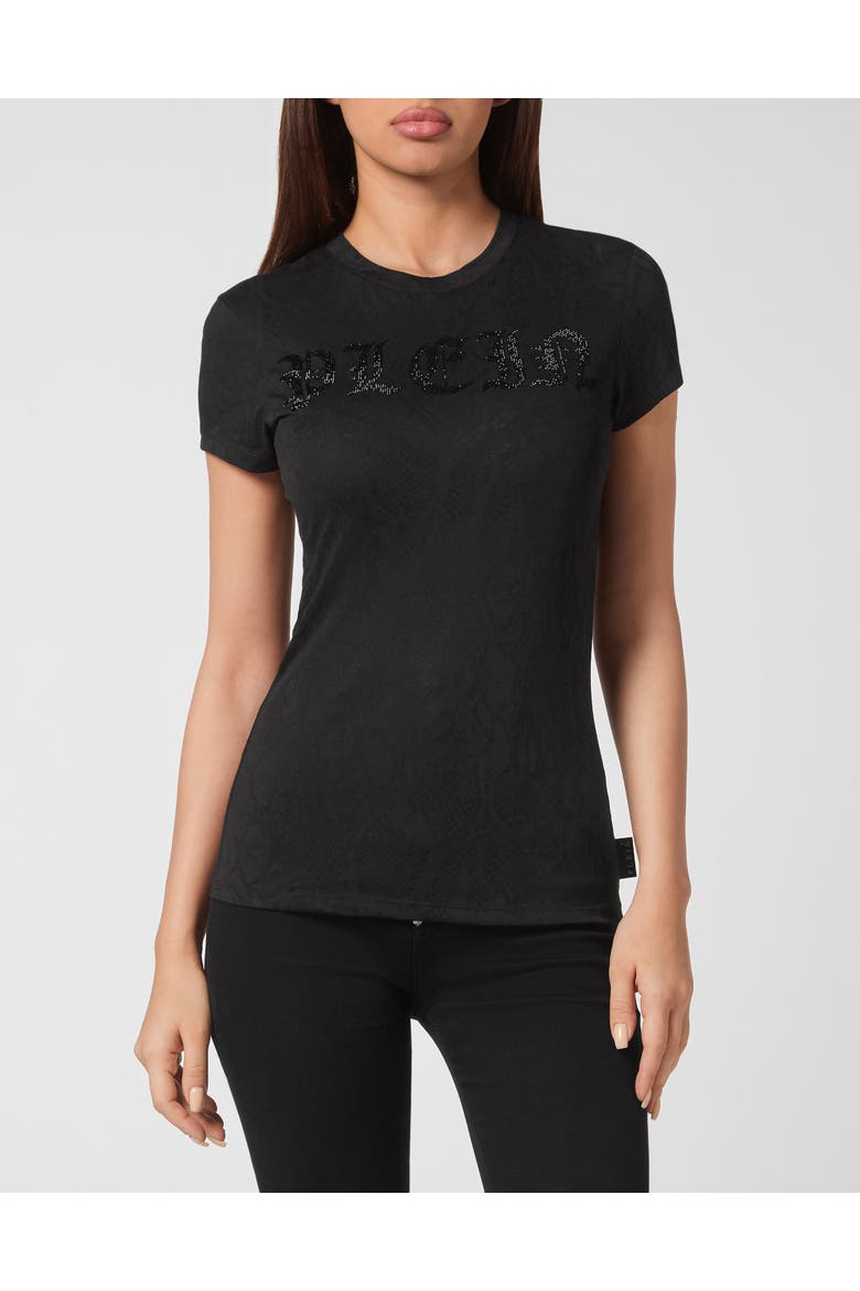 T-Shirt Round Neck Gothic Plein Women, Main, color, black