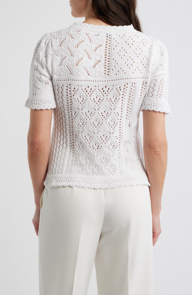 Elie Tahari Lily Cotton Pointelle T-Shirt, Alternate, color, Sky White