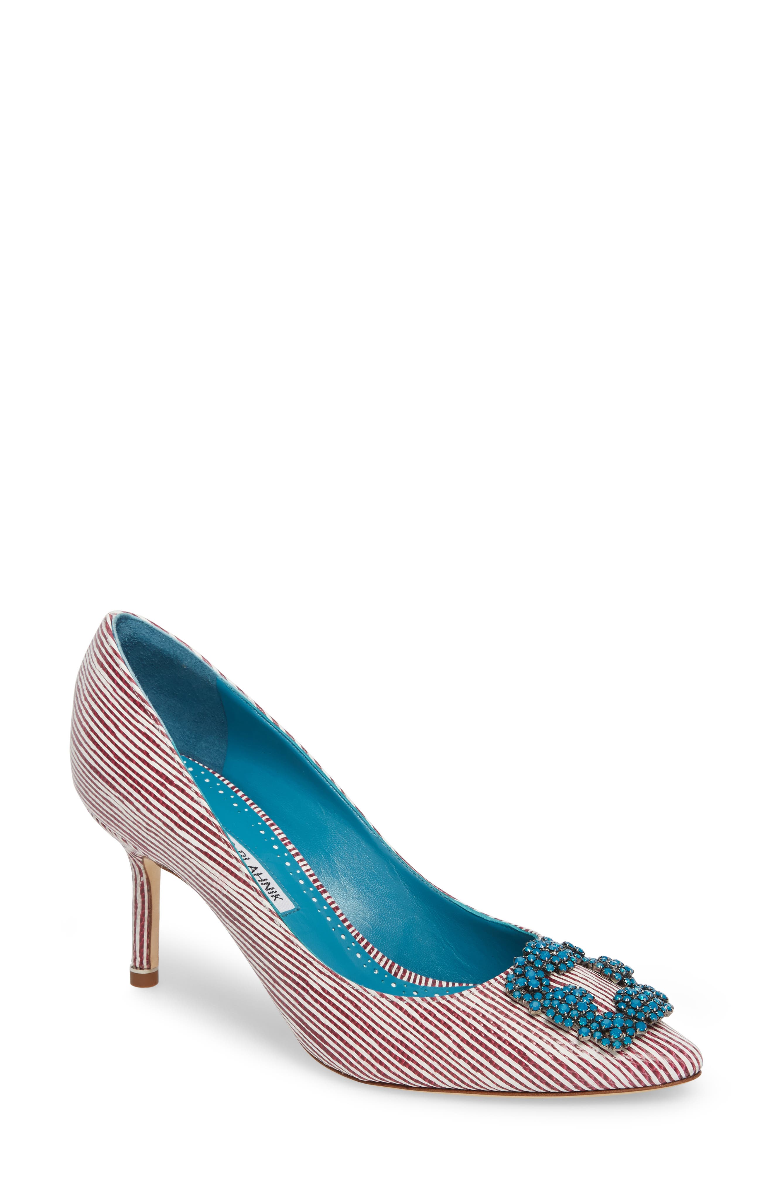 Manolo Blahnik Hangisi Jewel Buckle Pump, Main, color, 