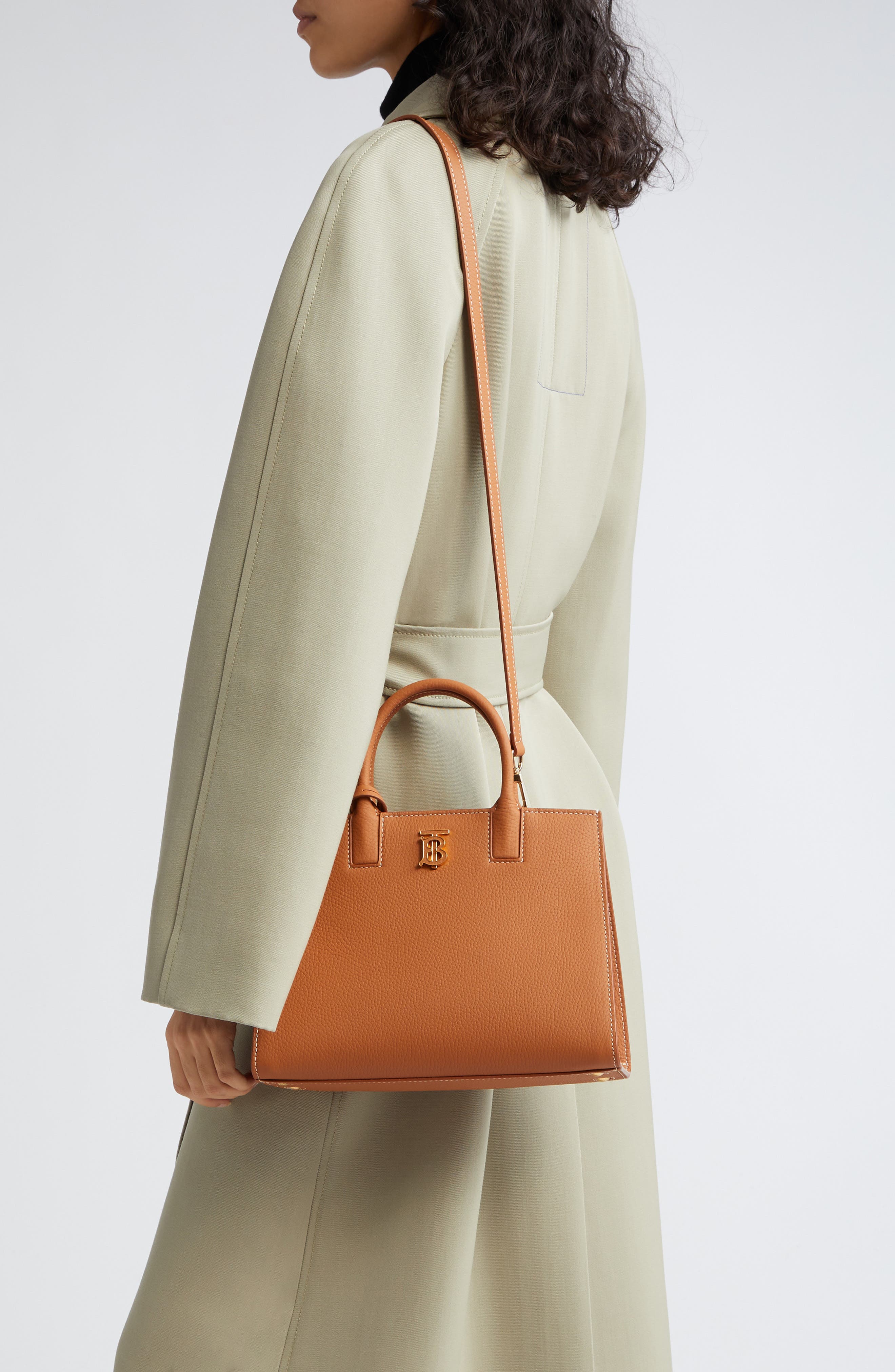 Burberry Mini TB Leather Tote, Alternate, color, 