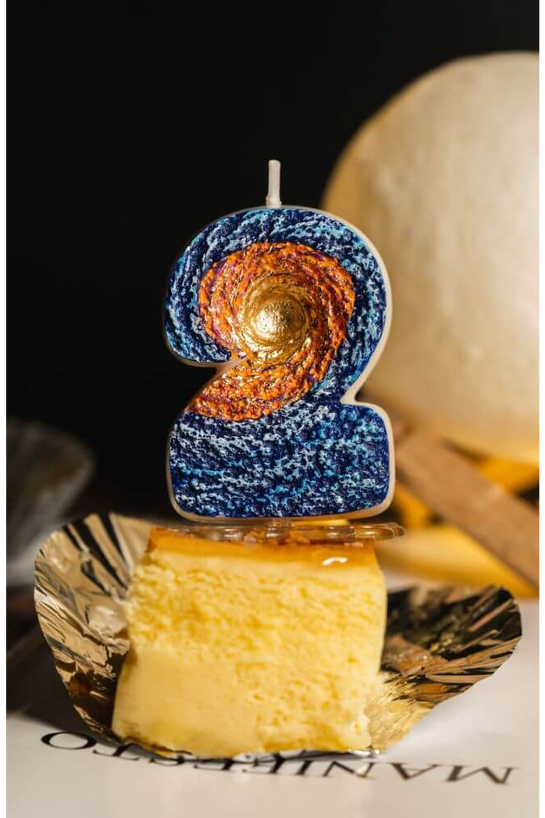 Galaxy Black Hole Number Candle, Alternate, color, Number 2