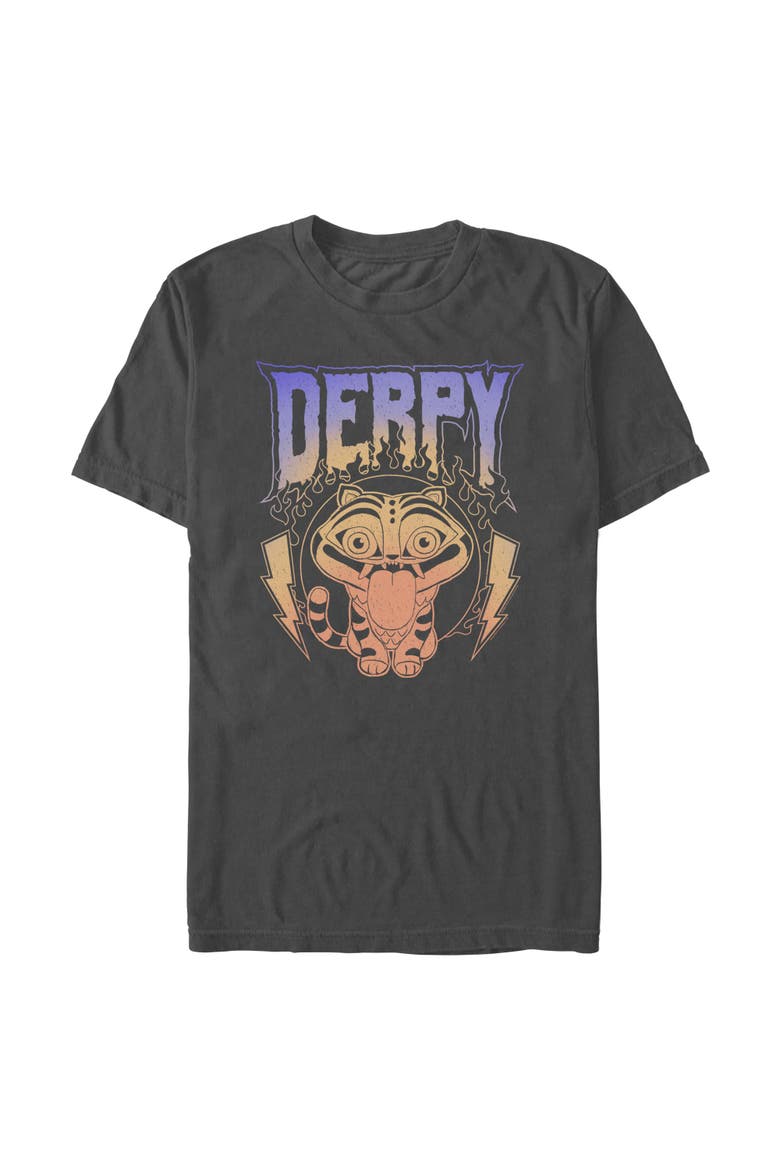 Mens KPop Demon Hunters Mythic Lightning Derpy T Shirt, Main, color, Charcoal