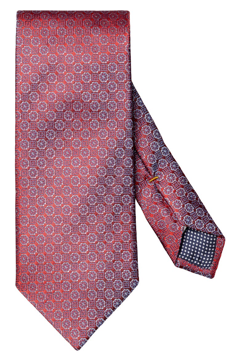 Medallion Woven Silk Tie, Main, color, MEDIUM RED