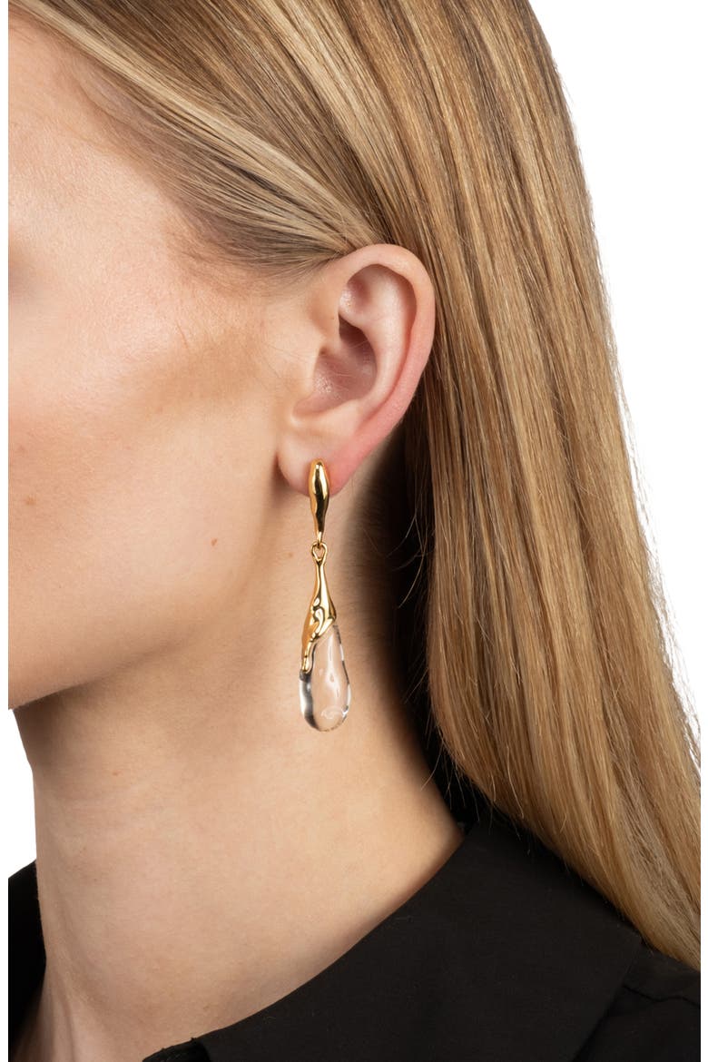 Liquid Lucite Teardrop Drop Earrings, Alternate, color, YELLOW GOLD