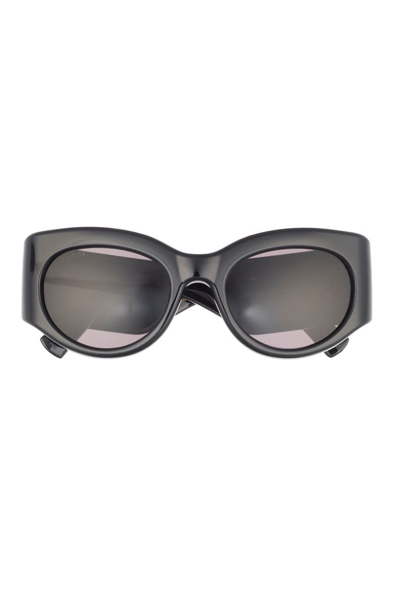 GG1544S 53mm Round Sunglasses, Main, color, BLACK BLACK GREY
