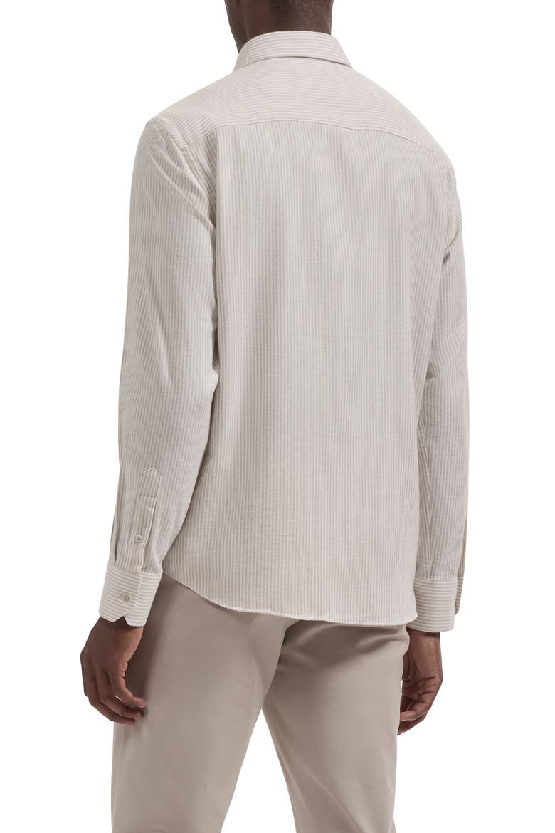 Axel Shaped Fit Striped Cotton Shirt, Alternate, color, SAND