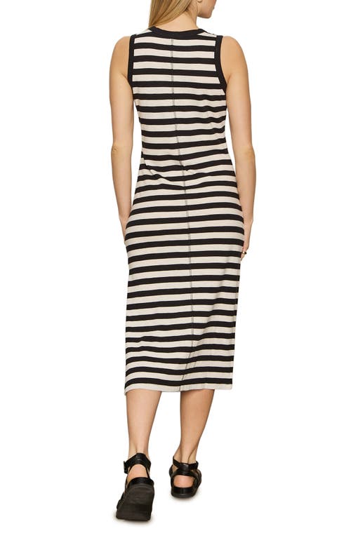 Shop Sanctuary Stripe Sleeveless Tiered Organic Cotton Blend Maxi Dress In Black/macrame Stripe