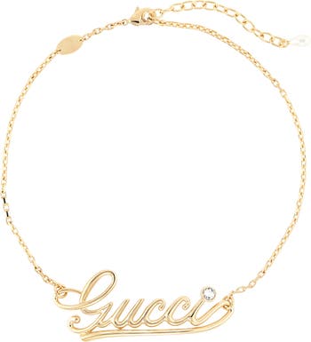 【GUCCI】NECKLACE WITH GUCCI SCRIPT ロゴネックレス Chain necklace with Gucci script in yellow gold-toned metal