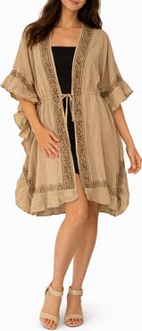 RANEES Embroidered Cotton Cover-Up