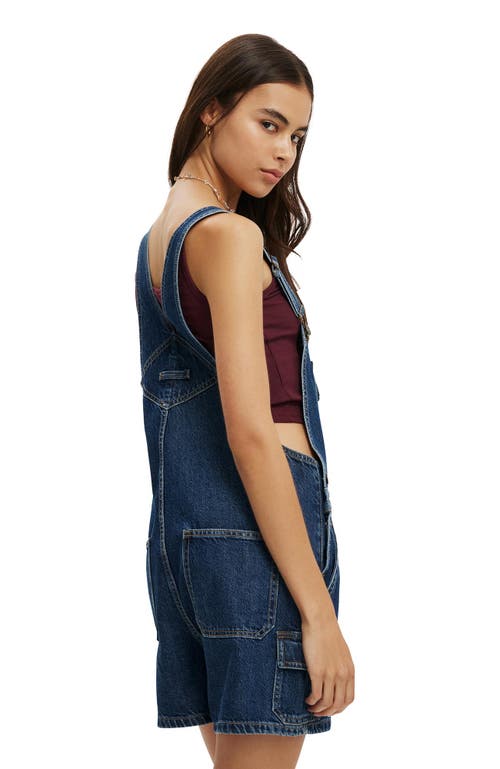 Cotton On Short Denim Overall In Nordic Blue Cargo