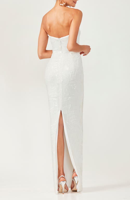 Helsi Serena Strapless Floral Sequin Column Gown In White