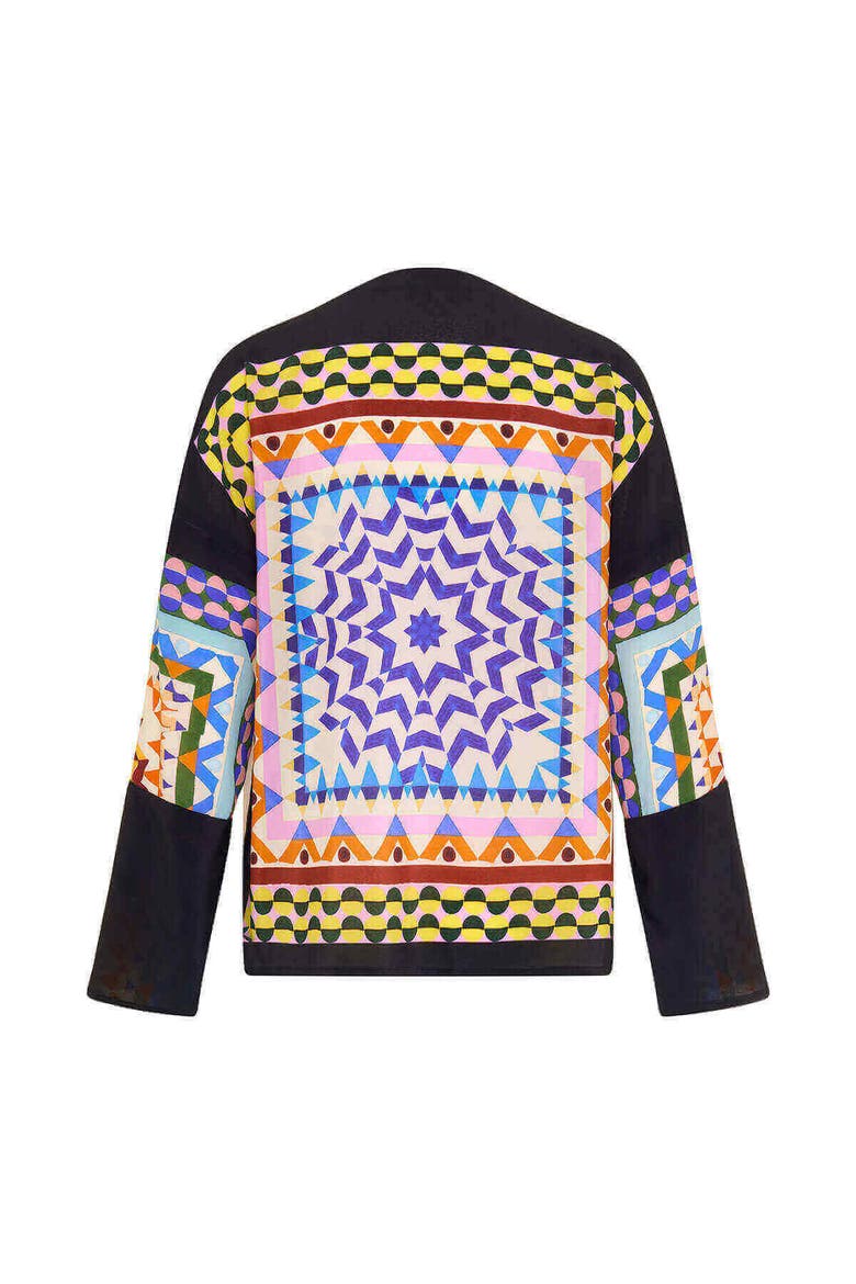 Printed Silk Tunic, Alternate, color, Black / Multicolour