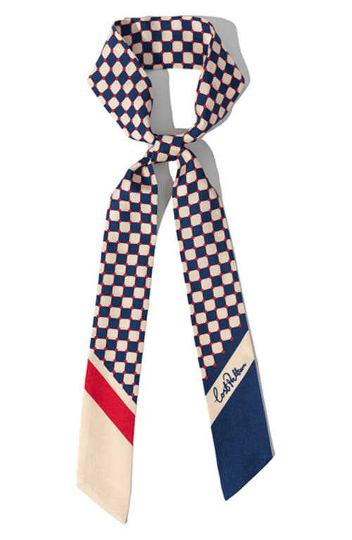 Lost Pattern Checkerboard Skinny Silk Scarf In Multi