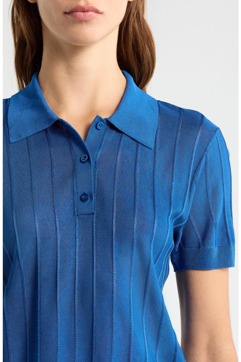 The Ribbed Polo Knit Top, Alternate, color, ROYAL BLUE