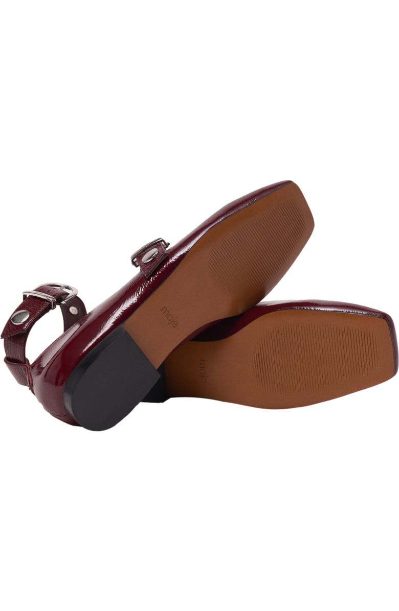 maje Studded leather Mary Jane flats, Alternate, color, Burgundy