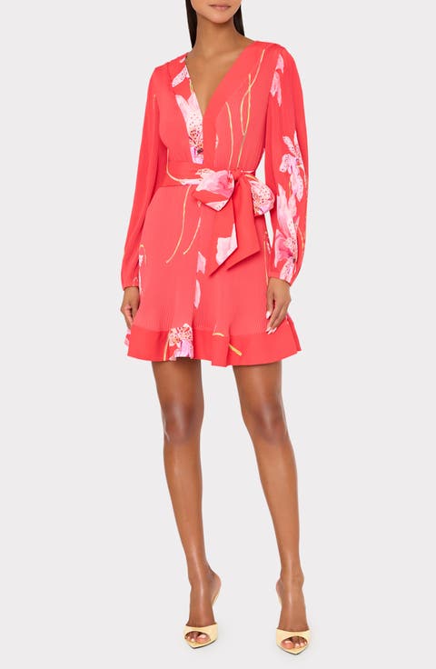 Liv Floral Long Sleeve Pleated Minidress