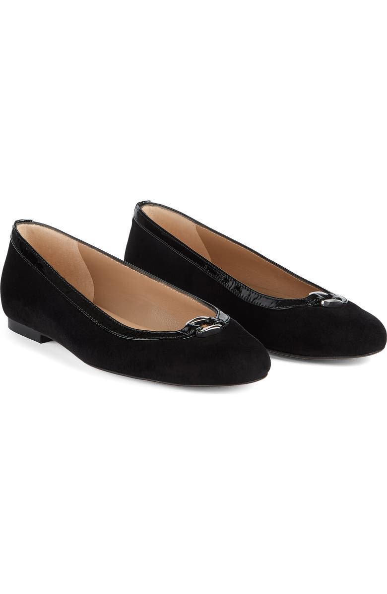 LK Bennett Dollie Round Toe Suede Ballet Flat, Main, color, Black