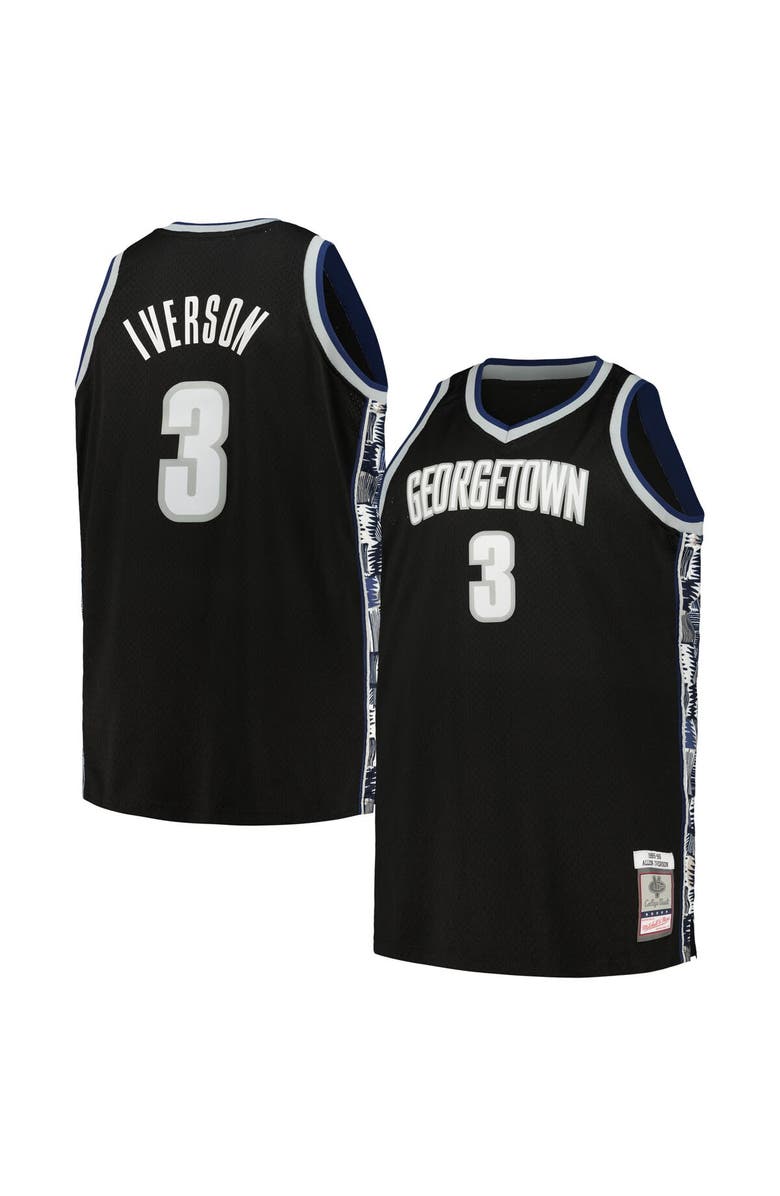 Mitchell & Ness Men's Mitchell & Ness Allen Iverson Black Georgetown Hoyas 1995/96 Big & Tall Swingman Jersey, Main, color, 